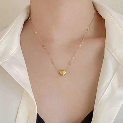 Collier Coeur 18 carats: Chaîne de clavicule en acier titane de luxe léger euro-américain