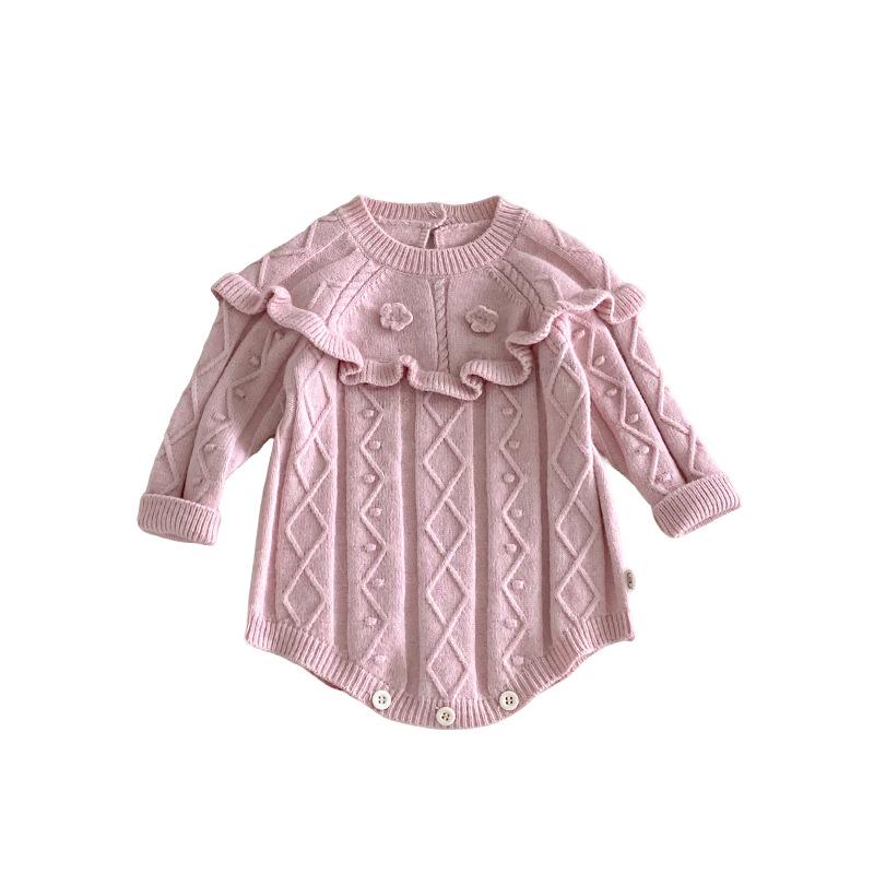 Baby Solid Color Winter Romper 2025 - Korean Style Jacquard Onesie for Newborns. Super Cute and Trendy!