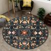 Decorative Floral Round Area Rug with Black Background Perfect for Adding a Touch of Nature To Your Living Space