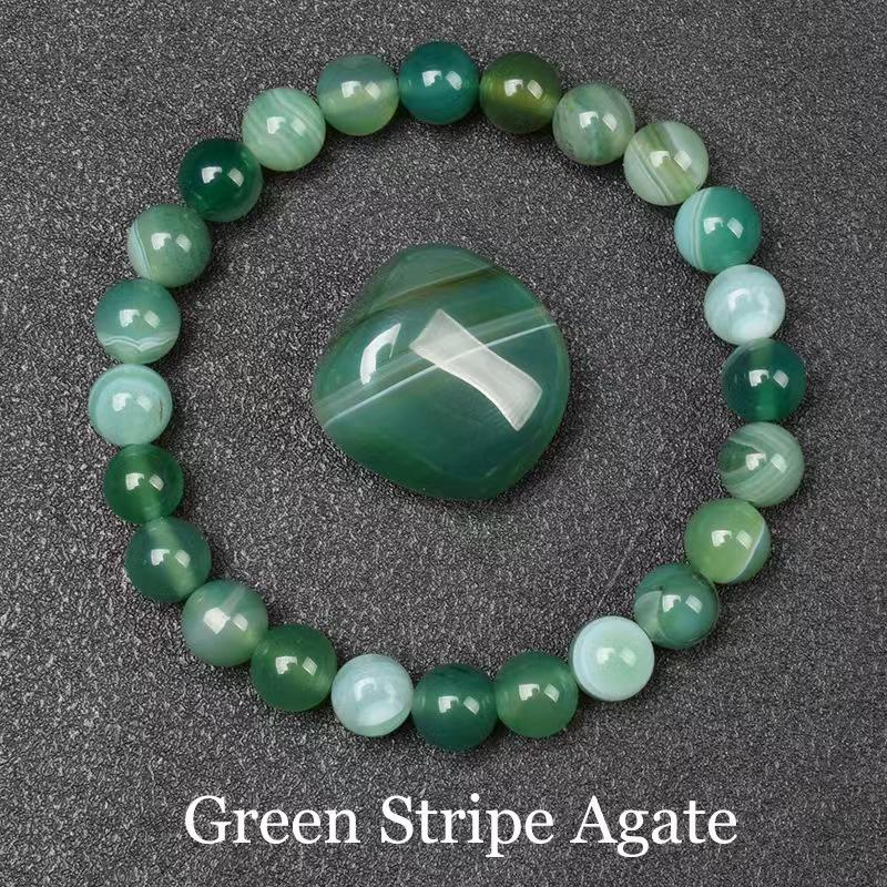 Green Aventurine Tiger's Eye Beaded Elastic Bracelet