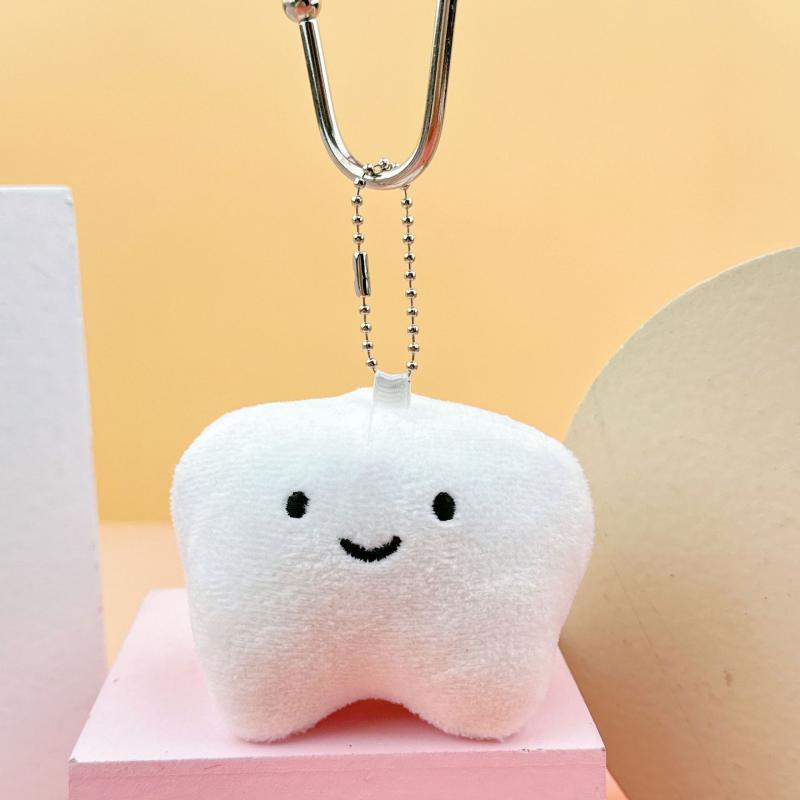 1Pc Cute Fun Plush Keychain Tooth Shape Pendant Mini Toothpaste Toothbrush Keyring Dental Cute Model For Kids Brushing Learning