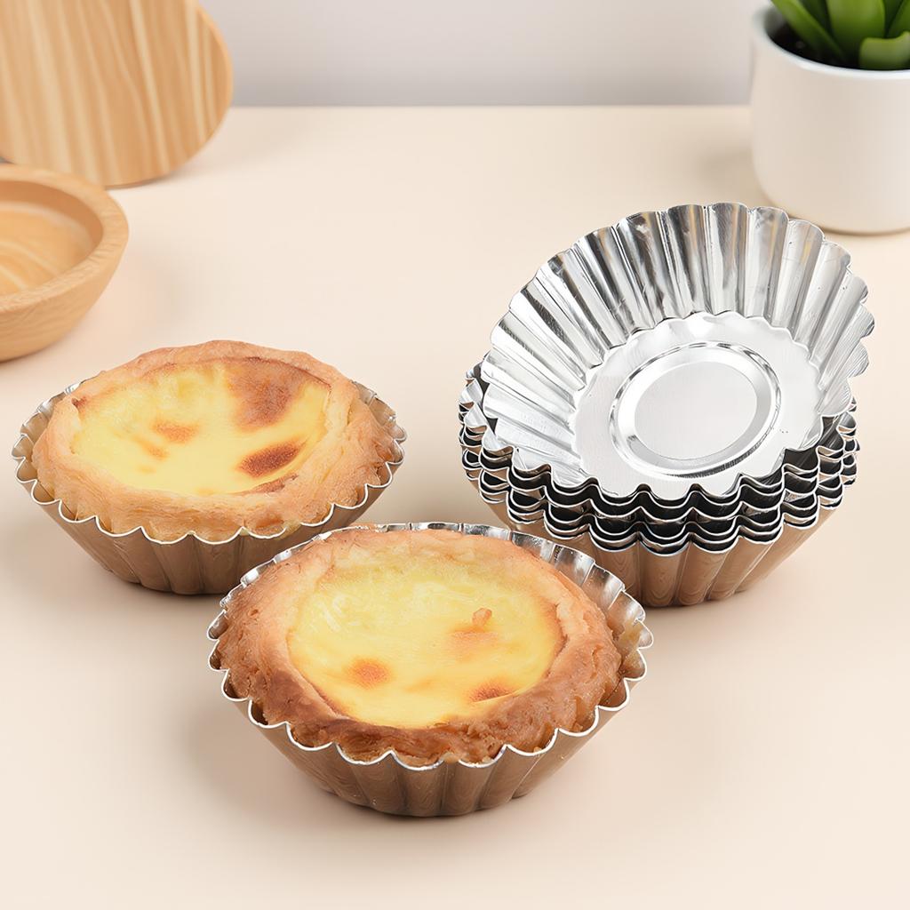 10-50PCS Reusable Aluminum Alloy Egg Tart Mold Cookie Cupcake Baking Mold Muffin Baking Cup Egg Tart Pan Mold Eco-Friendly