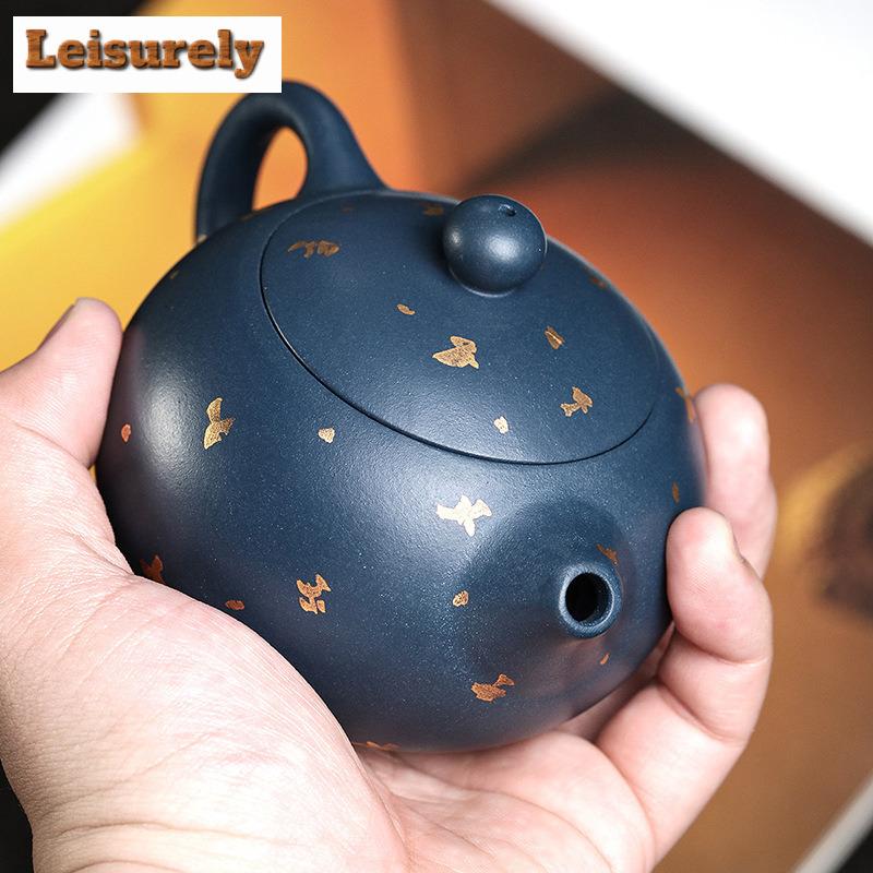 210ml Vintage Yixing Purple Clay Teapots Handmade Xishi Pot Raw Ore Azure Mud Kettle With Infuser Chinese Zisha Tea Set Tea Gift
