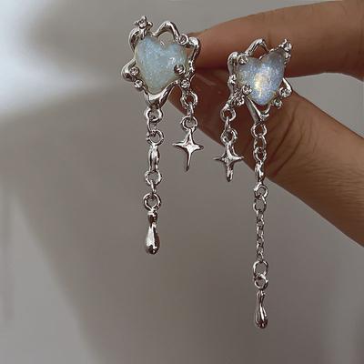 Orecchini a stella con nappa a cuore irregolare Orecchini con personalità alla moda da donna Regalo di gioielli per feste alla moda