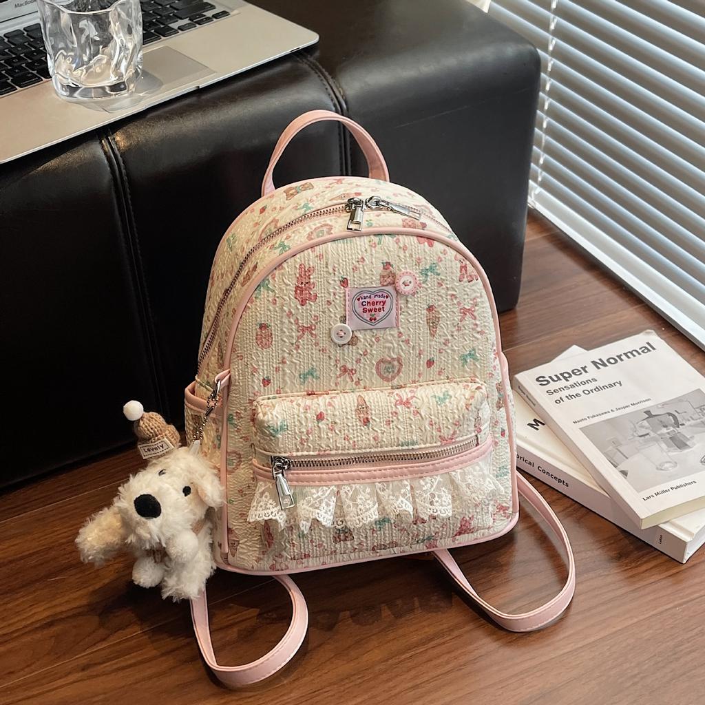 Schoolbag New Niche Graffiti Women's Backpack 1011 Light Luxury Large Capacity Fashion Versatile Commuter Backpack Student School Bag