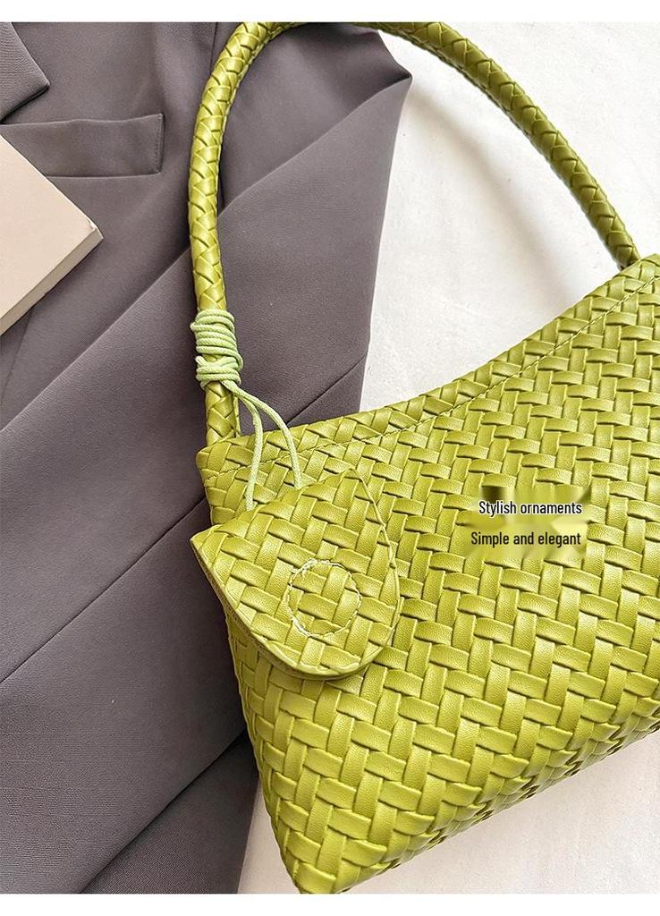 Elegant French Woven Pattern Baguette Women's Shoulder Bag 2026