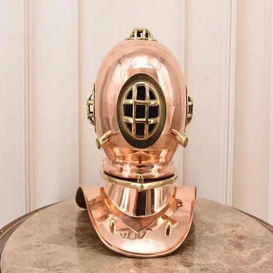Brass Diver s Helmet Sculpture Nautical Steampunk Decor