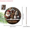 Christmas Wooden Welcome Sign with Santa Claus & Snowman Pattern - Navidad Round Sign for Front Door, Wall Hanging Decor - Ideal Christmas Gift