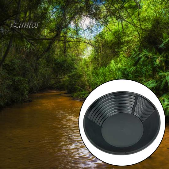 Manual Panning Pan Heavy Duty Three Riffles Rare Metal Prospecting Pan Portable Lightweight Round Plastic Basin Sifting Tool