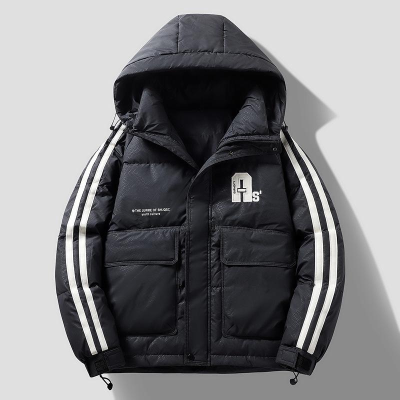 2024 Men's Loose Fit Hooded Down Jacket - Trendy, Casual, Versatile, and Thick, with White Duck Down.