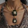 Retro Square Water Drop Chokers Necklaces Women Men Exaggerated Double-layer Irregular Twisted Neck Chain Punk Jewelry Party K