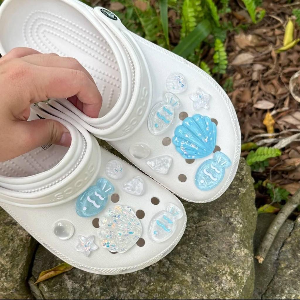 Xiaohongshu Style Blue Seashell and Starfish Shoe Decorations