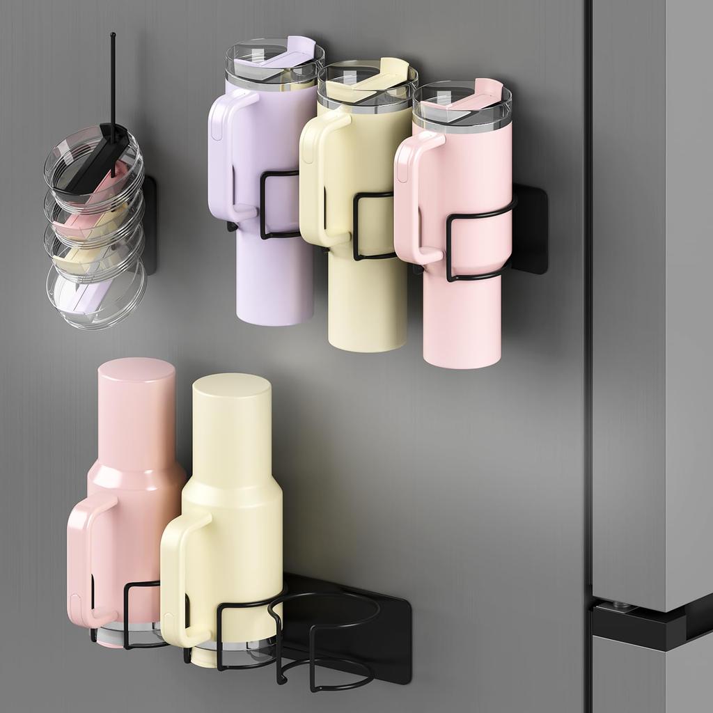 3Pcs/Set Kitchen Magnetic Fridge Mount Carbon Steel Storage Rack for Stanley Cup and Lid Holder