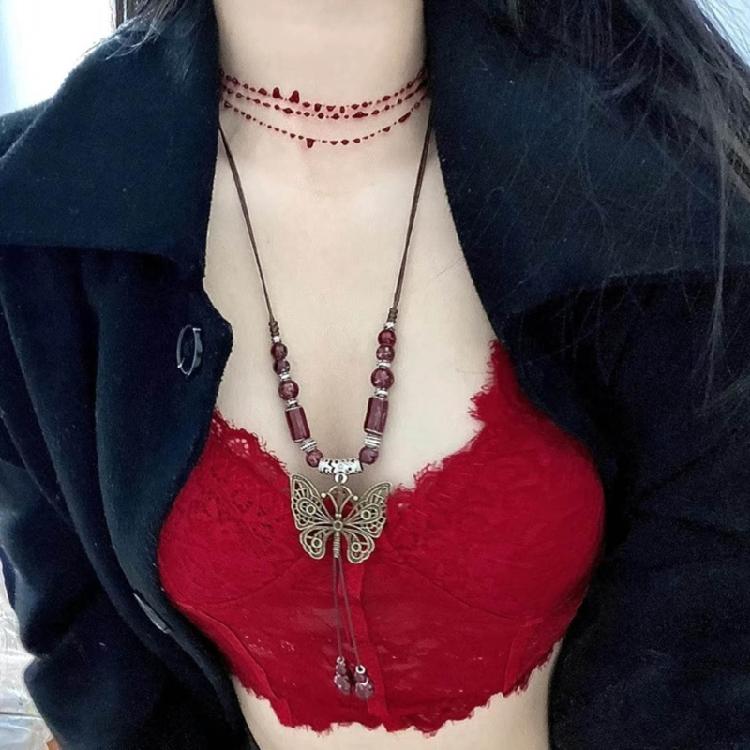 Collar de Goteo de Sangre Vintage Fiesta de Halloween Gargantillas de Sangre Collar Cadena para Clavícula Ajustable Gota de Sangre Pequeña
