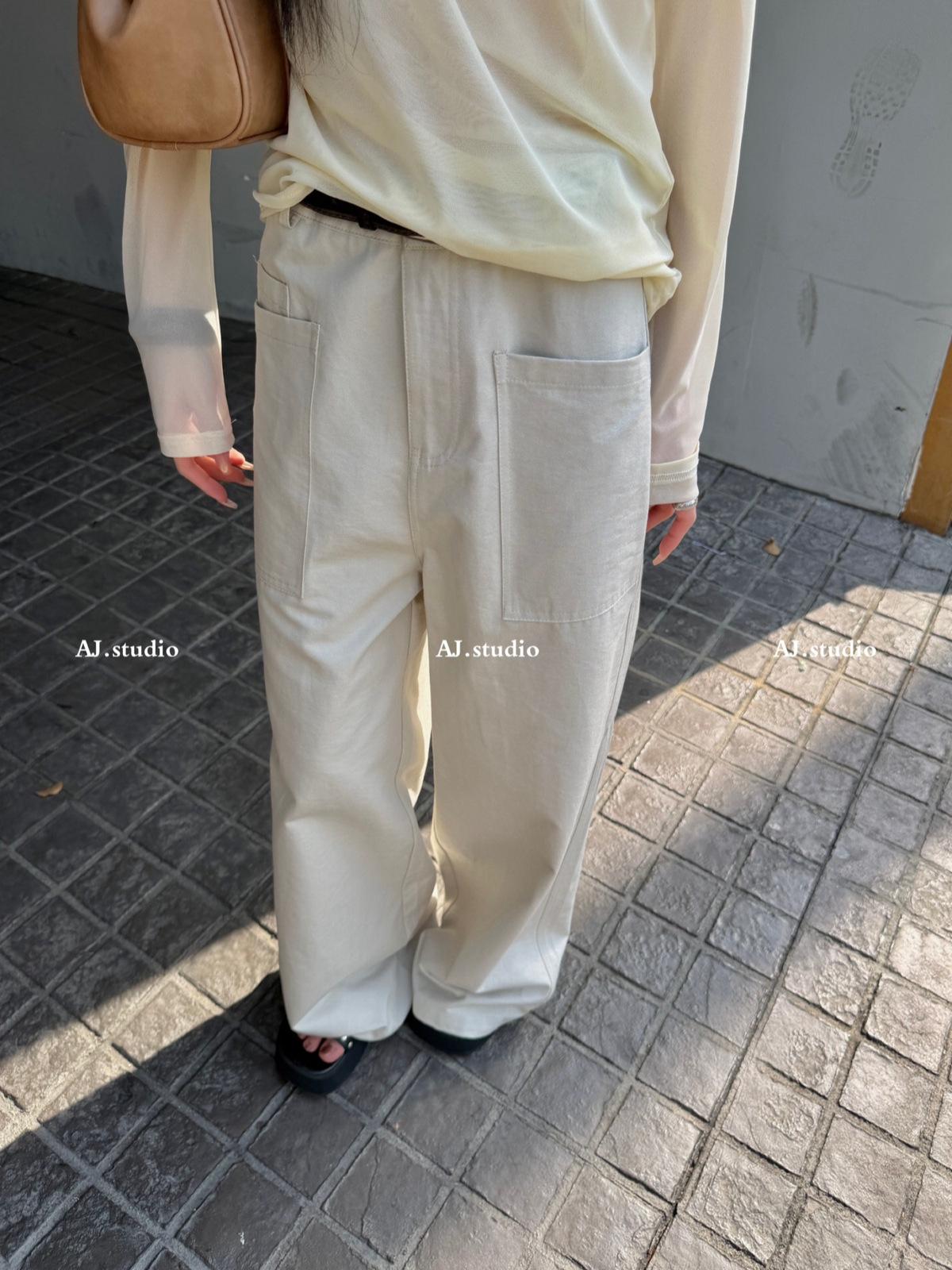 AJ.STUDIO Минималистичные стираные повседневные брюки с карманами DL011 Large