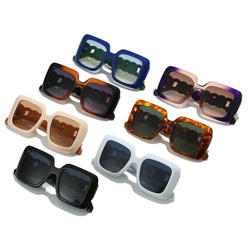Square Large Frame With Metal Sunshades, Sun Protection, Personalized Sunglasses, Women'S Sunglasses.