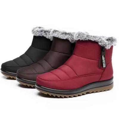 Buty Zimowe Damskie Śniegowce Gruba Podeszwa Wodoodporne Płaskie Botki Ciepłe Czarne Czerwone