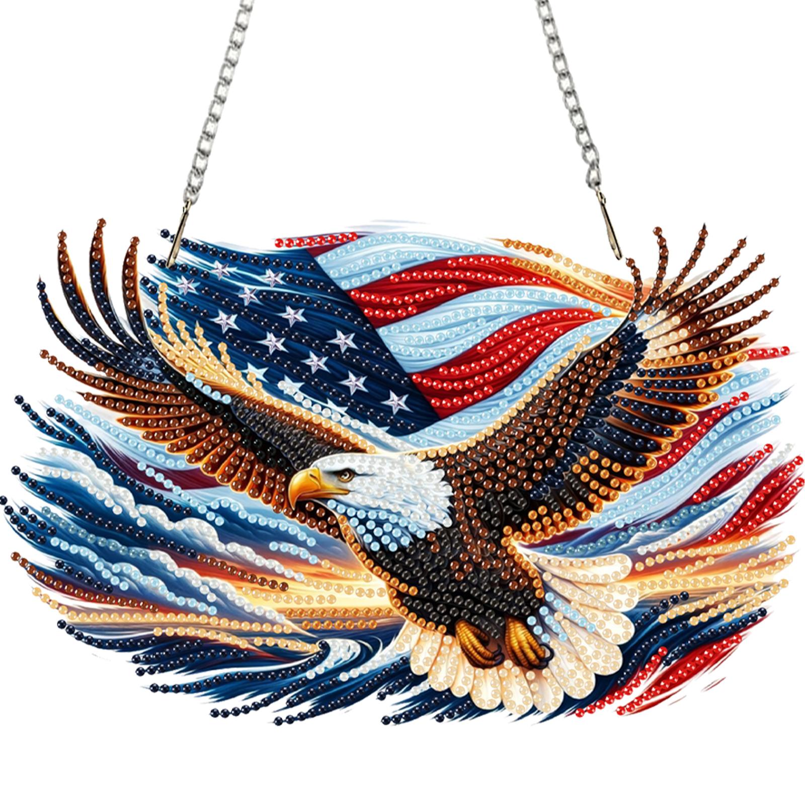 

US Flag Eagle Diamond Art Hanging Pendant 5D DIY Diamond Painting Dots Pendant Rhinestone Diamond Art Window Pendants