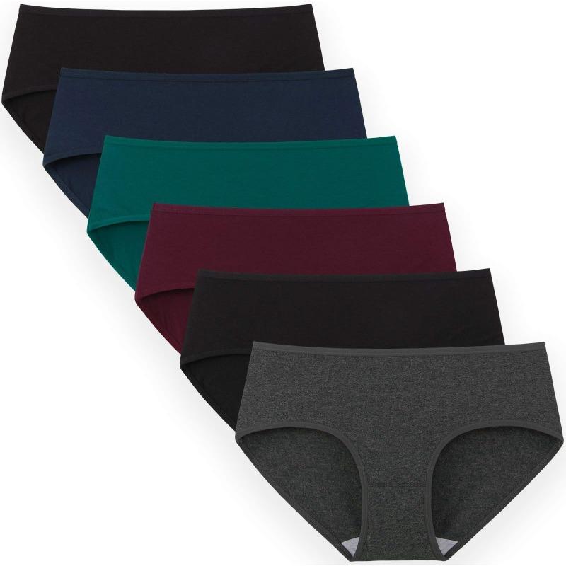 Women Panties 6 Pack Low Rise Cotton Briefs EU US Size Regular Pl-us Size Underwear Set