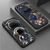 Luxury Space Astronaut Phone Case for iPhone 16 Pro 13 Pro 14 XR 12 Mini 15 Pro Max XS X 7 8 SE 11 13pro Cover Black Soft