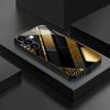 Gold patterned black glass phone case suitable for Samsung Galaxy S26 S25 S24 S23 S22 S20 FE/Ultra/Plus anti drop back cover