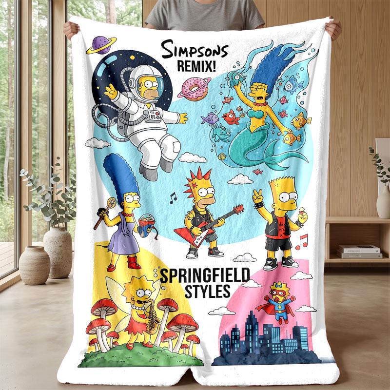 Soft Flannel Blanket Lightweight Cozy Bedroom Living Room CoverThe Simpsons