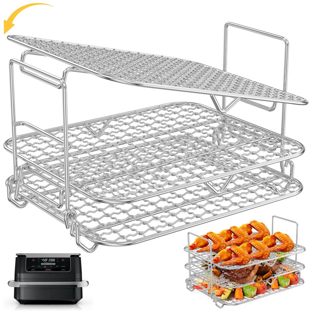 2/3 Tier Air Fryer Rack Stainless Steel Air Fryer Grill Grate Heat Resistant Dehydrator Racks for Cooking Kitchen Accessories
