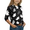 Kids Casual Long Sleeve T-Shirt with Halloween Print Round Neck for Party Costume