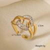 Two-Tone Geometric Open Cubic Zirconia Ring for Women, Adjustable Ins Fashion Jewelry, Minimalist Luxury Gift