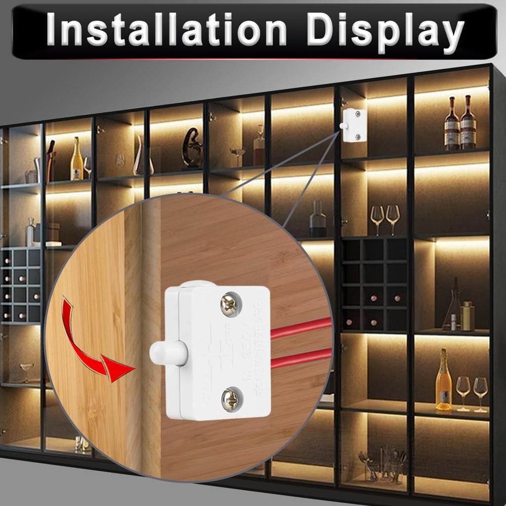 MKBKLLJY 4pcs Cabinet Door Switch White Closet Light Switch Normally Close Auto Touch On