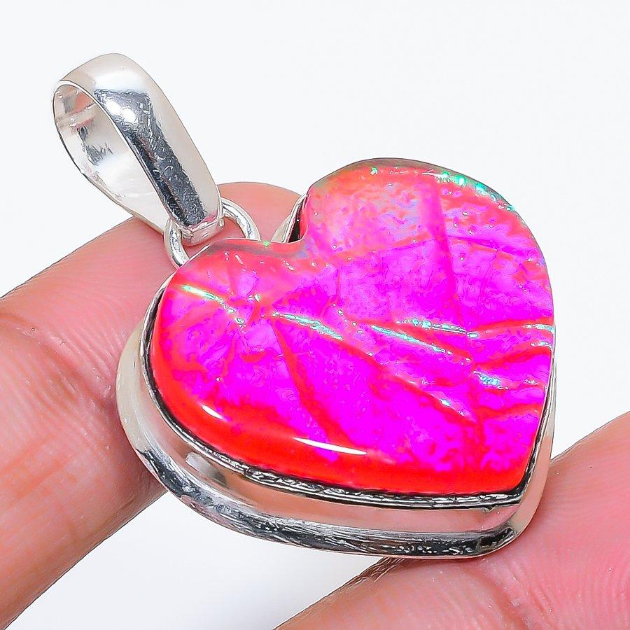 Natural Pink Triplet Opal 925 Sterling Silver Jewelry Pendant 1.65" AP-16533