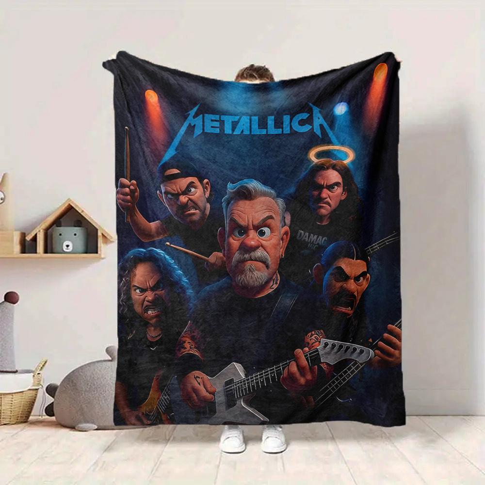 1pc Metallica Band Merchandise Blanket Lightweight Flannel Blanket Throw Blanket For Sofa, Bed, Travel, Camping, Livingroom, Office, Couch