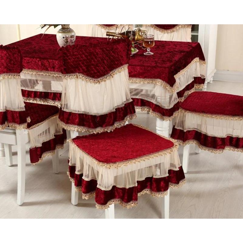 LaceTable cloth Dining Chair Cushion Set Cover European-Style Light Luxury Table Cover Home Spandex Chair Cover Wedding Decore
