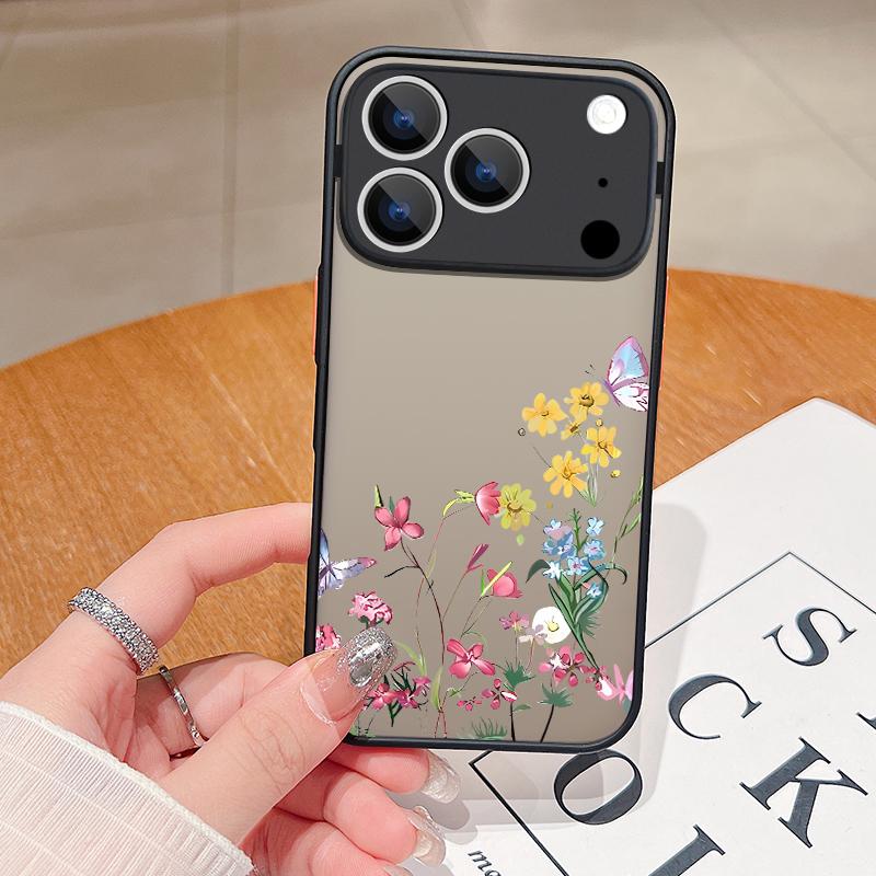 Black Rose Lotus Flower Print Phone Case For iPhone 17 Air 16 15 14 Pro Max 13 16 17 Pro 16e 17 Matte Shockproof Soft Edge Hard Cover