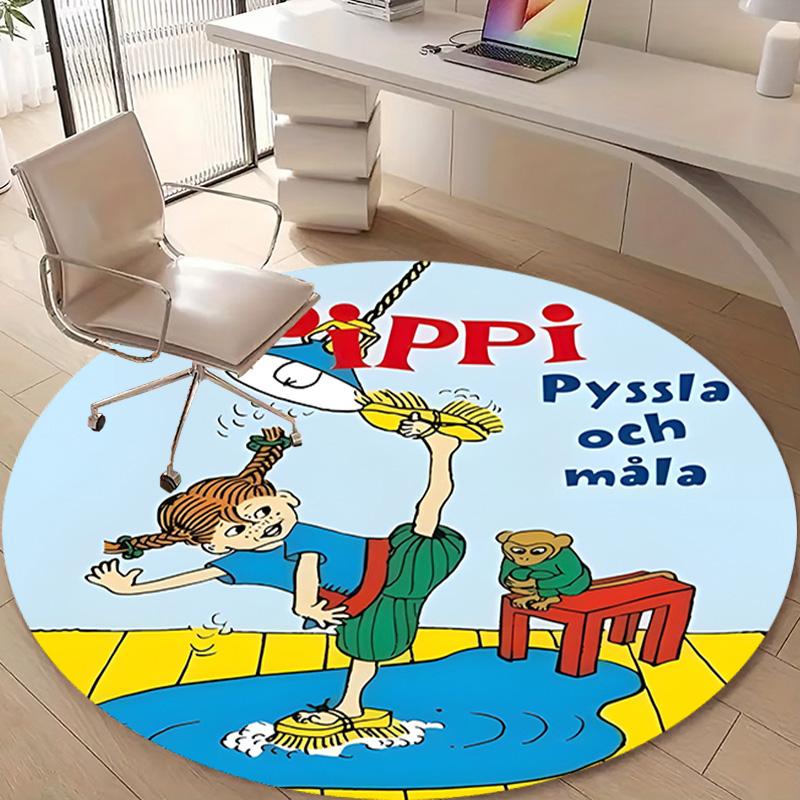 1pc Pippi Longstocking2 Design Printed Area Round Carpet for Bedroom Living Room Home Decor Rugs Mat Non Slip Mat Rug for Bedside