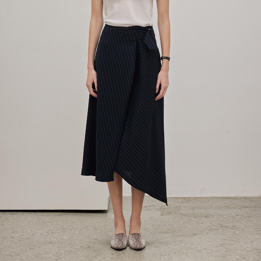 Hiikeu Striped Flared Skirt_Navy