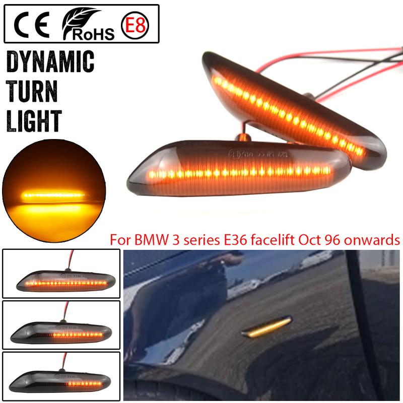 Sequential Flashing LED Turn Signal Side Marker Light Blinker Fit For BMW 3 Series E36 Facelift Oct 96 Onwards