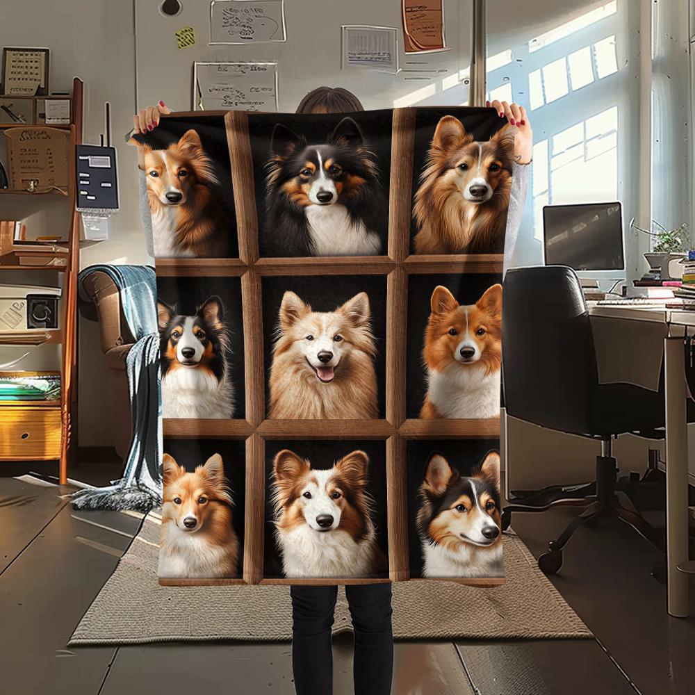 

1Pc 3D Dog Puzzle Print Flannel Blanket, High quality Comfortable for All Seasons, Home Decor, Warmth and Comfort, Perfect for Gifts 80cm x 120cm