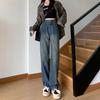High Waist Double Button Wide Leg Pants Jeans Women's 2025 New Small Loose Mopping Straight Jeans