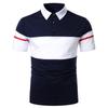 Men's New Lapel Short Sleeve Polo Patchwork T-Shirt Top
