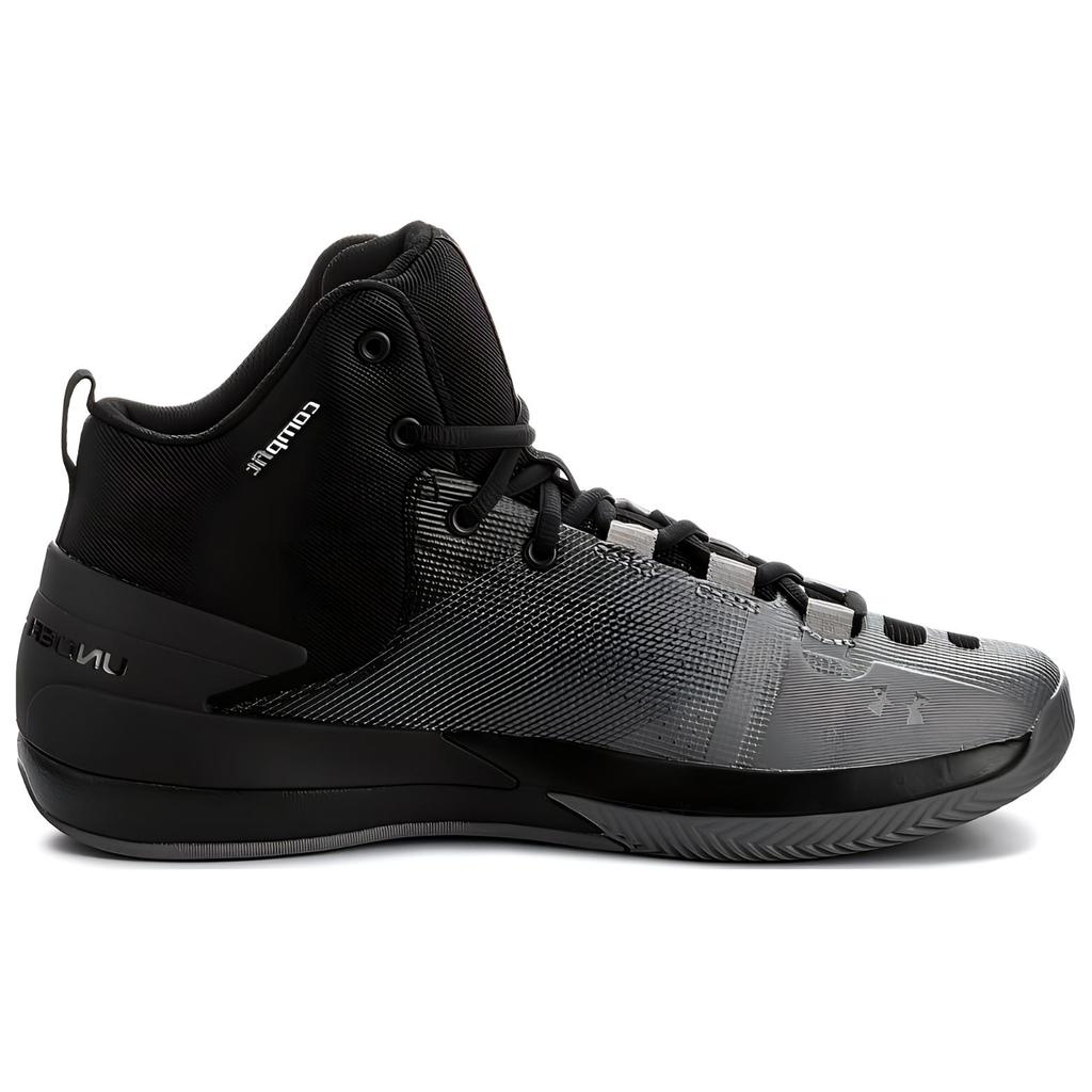 Under Armour Rocket 3 Rundzehen Schnürschuhe Rutschfeste Mid-Top Basketballschuhe Herren Sneakers Schwarz 3000087-005