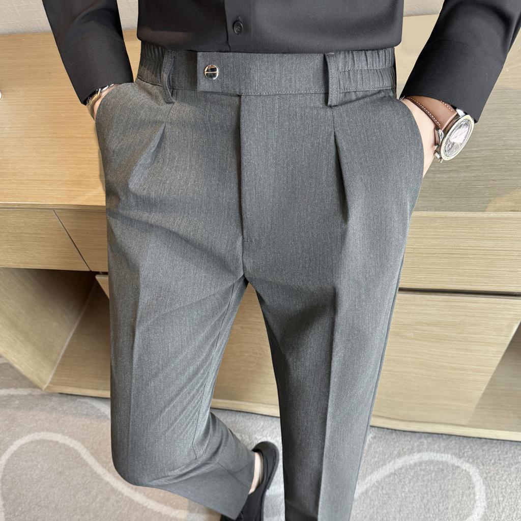 Xiaohongshu recommends autumn new men's casual nine-point pants, high-end semi-elastic waist hanging men's long pants