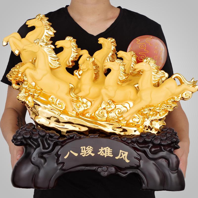 Creative Chinese Style Lucky Eight Horses Resin Auspicious Gifts Home Crafts Living Room Desk Ornaments Statue Opening Gifts
