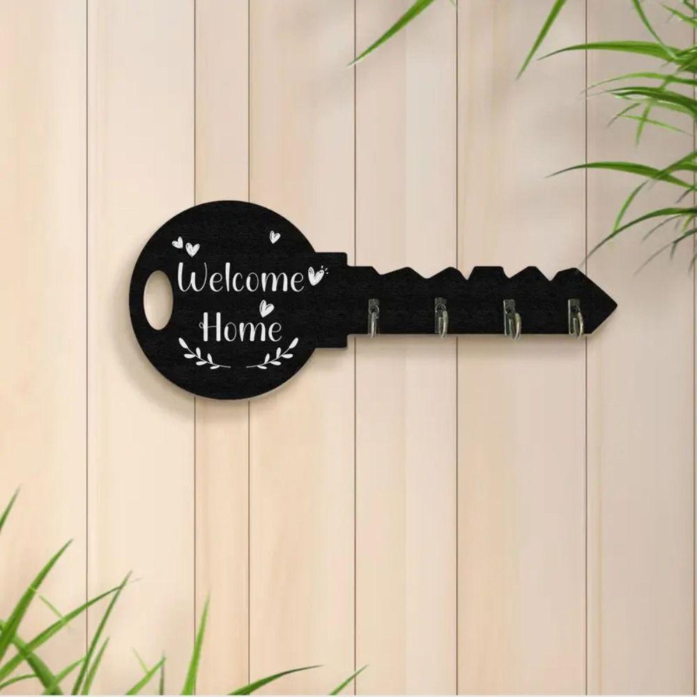 2Pcs Wall-Mounted Key Organizer Wooden Storage Rack Nordic Style Key Holder  Office
