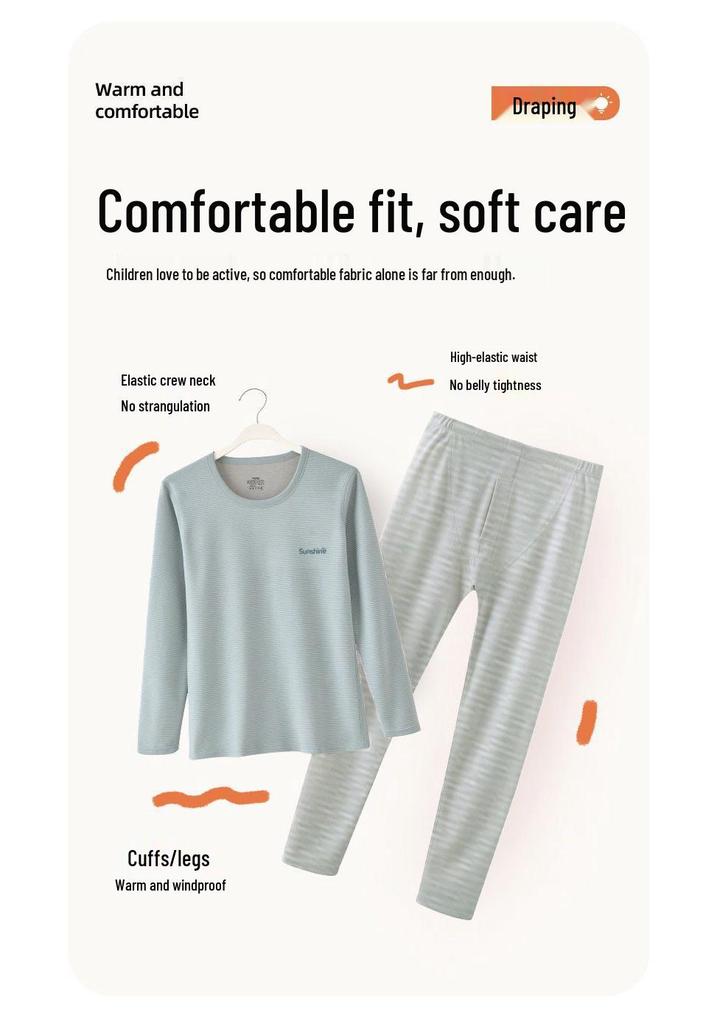 Unisex Cashmere Silk Striped Thermal Set for Autumn/Winter