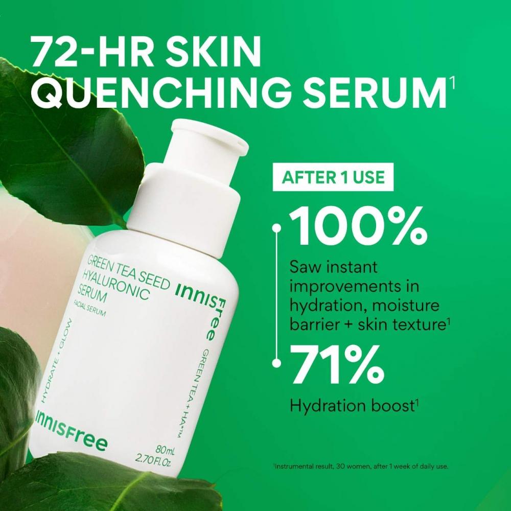 Innisfree Green Tea Hyaluronic Acid + Niacinamide Refillable Serum 2.71 Fl Oz