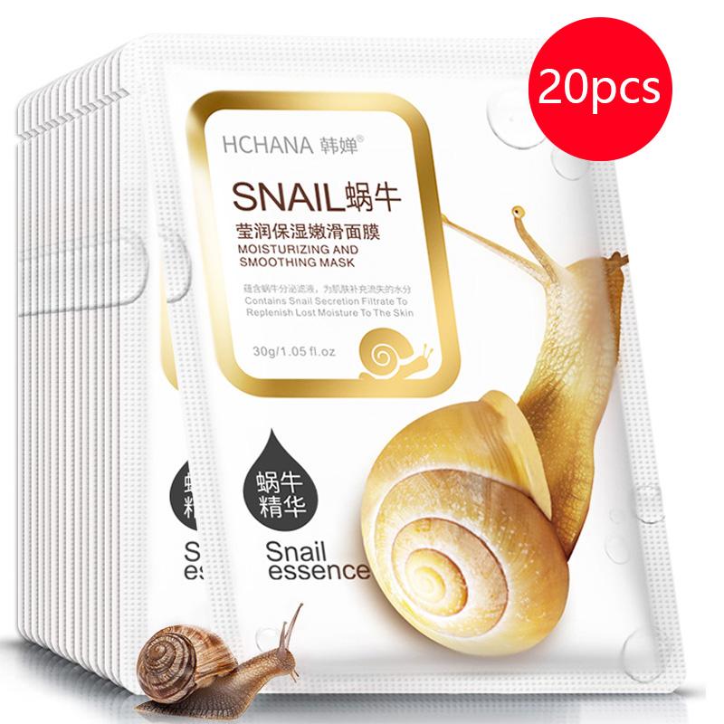 

10/20/30pcs Snail Moisturizing Face Mask Anti-aging Anti Wrinkles Whitening Facial Masks Sheet Mask Skin Care Cosmetics