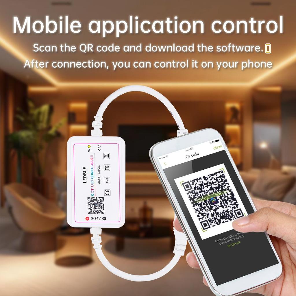 Wireless Bluetooth APP Control Under Cabinet LED Light Strip CCT 2700K-6500K Color Temperature Dimmable COB LED Tape For Kitchen