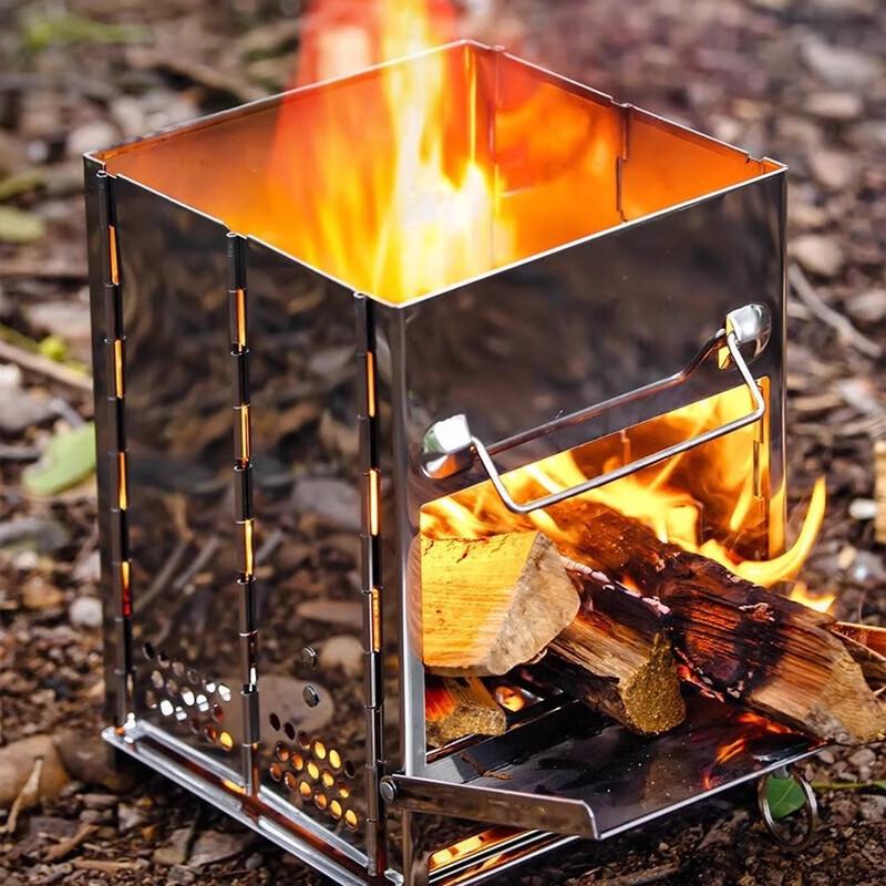 Portable Stainless Steel Camping Grill & Wood Stove