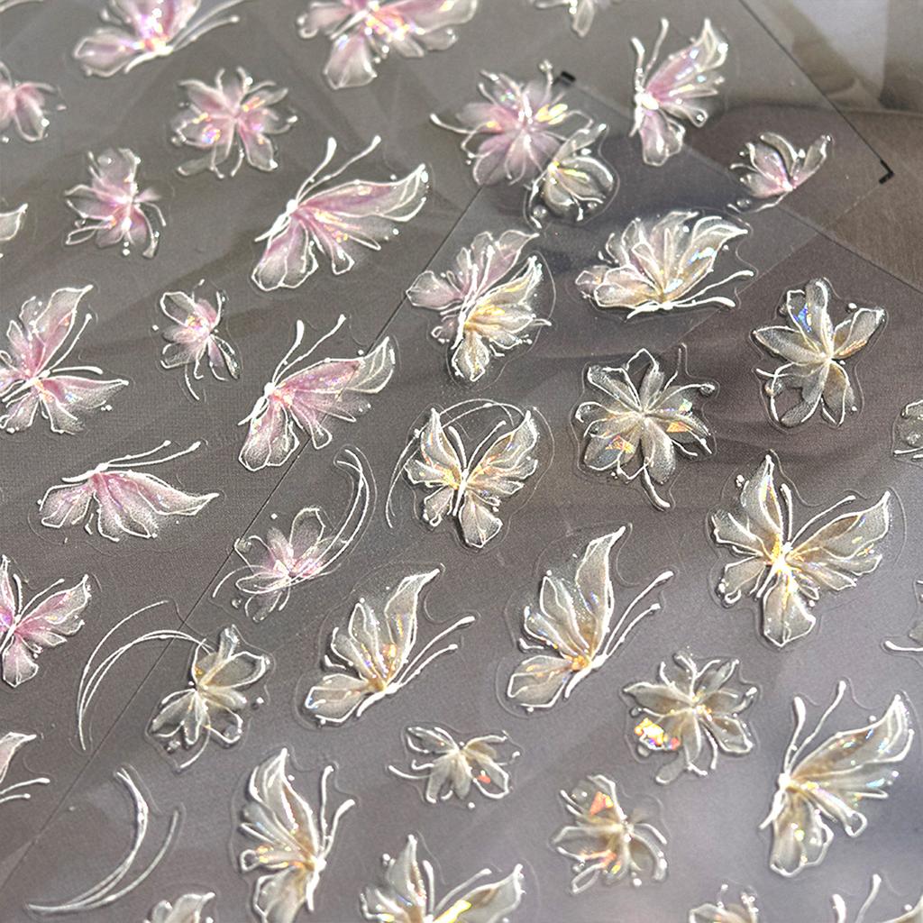 DIY Nail Stickers Fairy Butterfly Nail Art Tips Self-adhesive Butterfly Design Nail Decals for women manicure accessories
